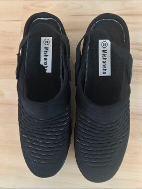 Mishansha Black Women's Slip-On Knit Mules